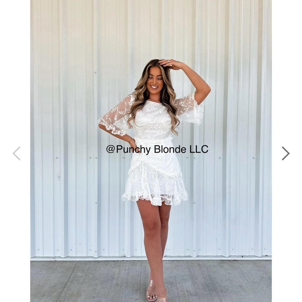 White Ruffled Off the Shoulder Mini Dress